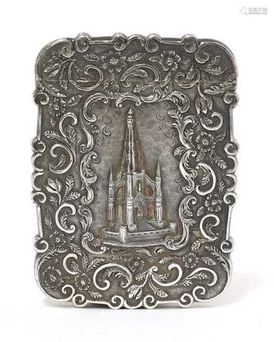 A Victorian silver 'castle topped' card case,