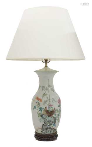 A Chinese vase table lamp and shade,