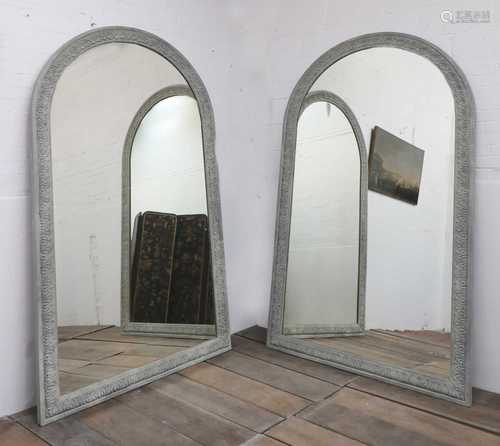 Pair of large French painted mirrors