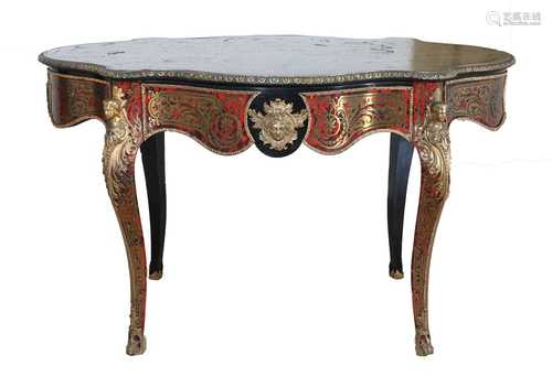 A French Napoleon III tortoiseshell, bronze and ormolu centr...