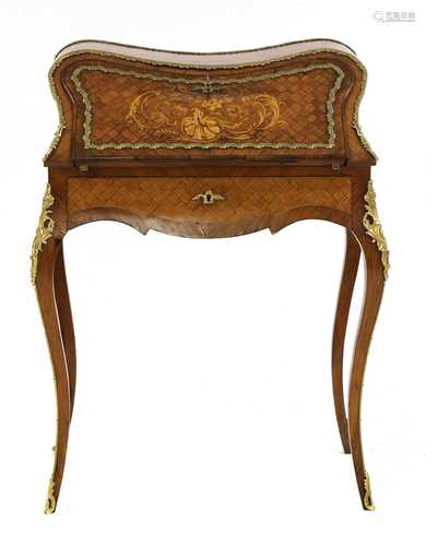 A French Louis XV-style rosewood and satinwood bureau de dam...