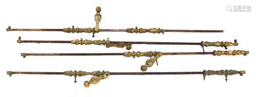 A set of four French iron & gilt bronze window locks