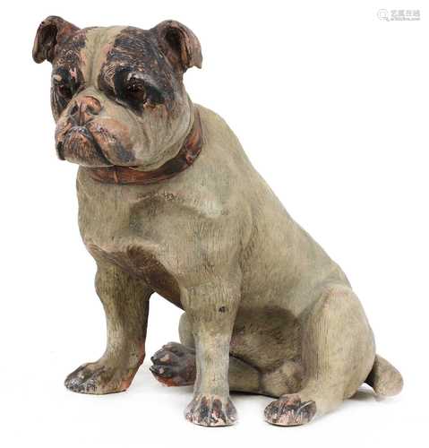 A terracotta model of a bulldog