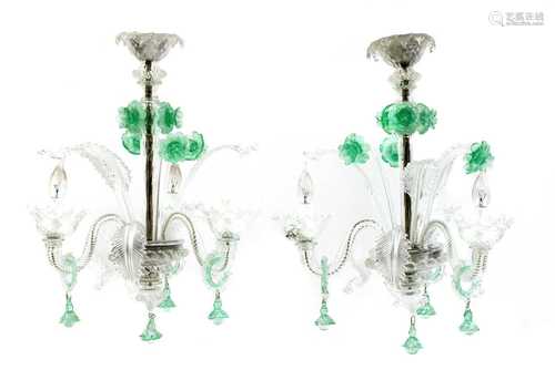 A pair of Murano glass chandeliers,