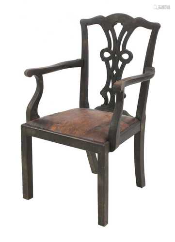 A George III mahogany open armchair,