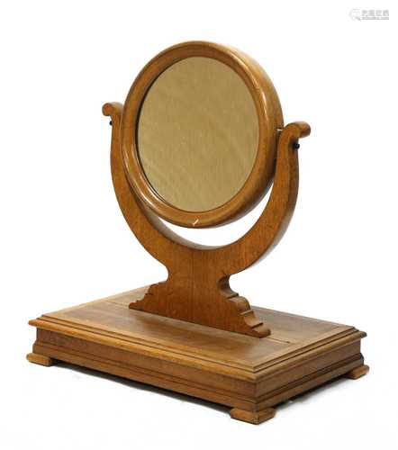 A Victorian oak mirror and stand,