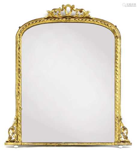 A gilt-framed overmantel mirror,