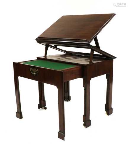 A George lll Chippendale period mahogany architect's table,