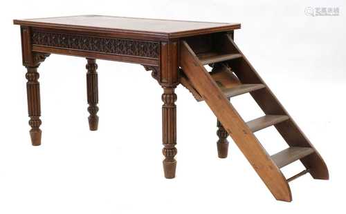 A Victorian oak metamorphic library table,