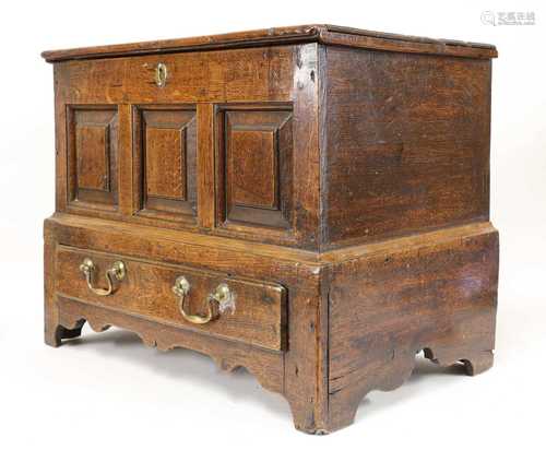 A George III oak miniature Lancashire mule chest,