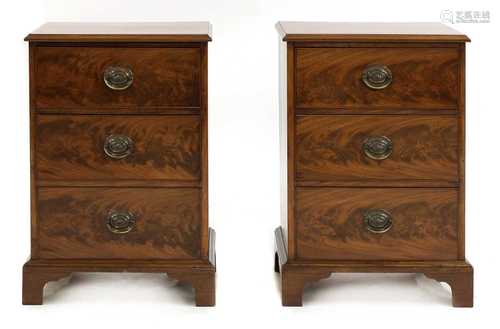 A pair of flame mahogany pedestal chests,