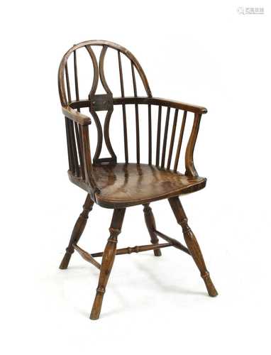 An unusual ash and elm Windsor chair,