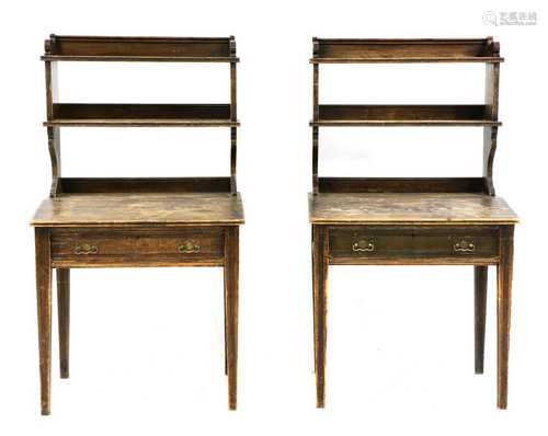 A pair of Edwardian oak desks,