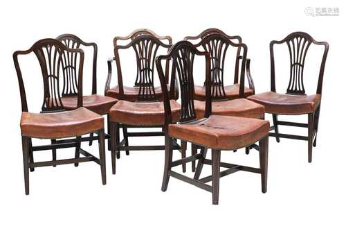 A set of eight Hepplewhite-style mahogany dining chairs,