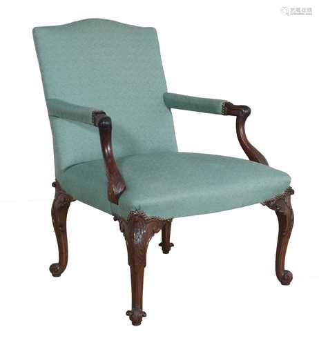 A carved mahogany armchair,