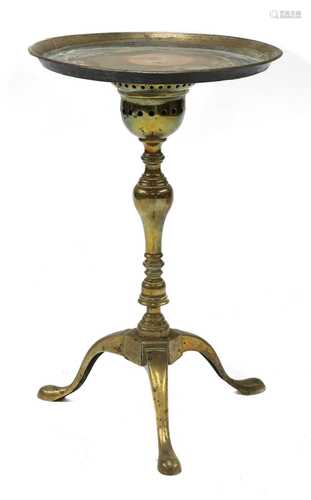 A George II brass kettle stand,