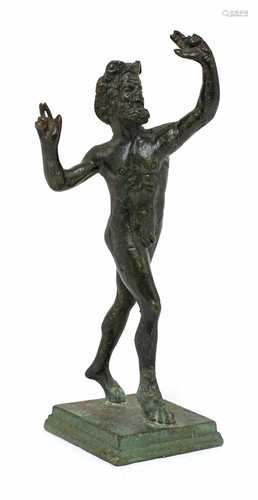 A small grand tour type bronze figure of a dancing faun,