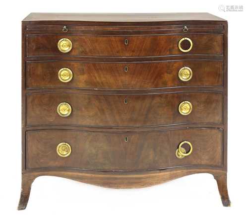 A George III Cuban mahogany serpentine chest of drawers,