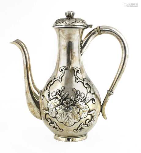 A Japanese silver hot water jug,