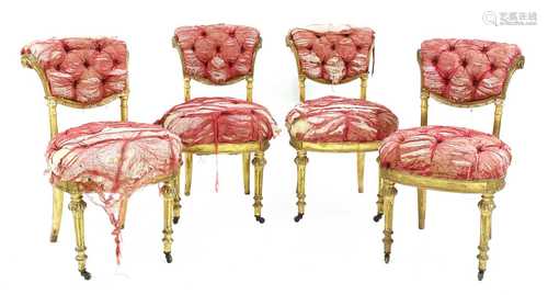 A set of four giltwood single chairs,