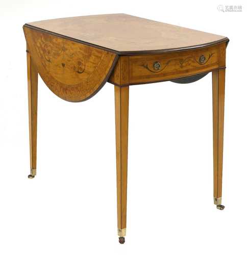 A fine George III Sheraton period inlaid satinwood Pembroke ...