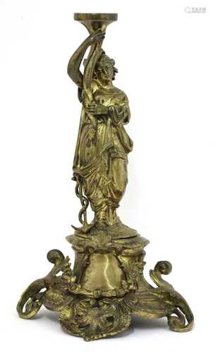 A gilt-bronze figural lamp base,