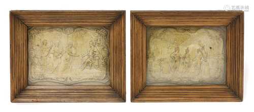 A pair of grand tour bas relief panels,