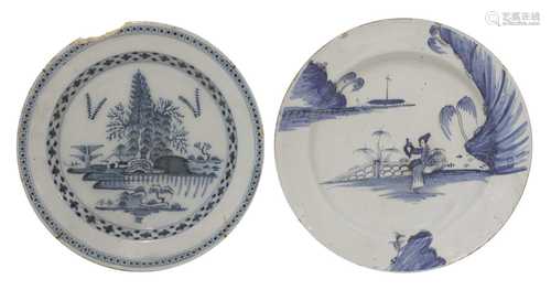 A blue and white delft charger,