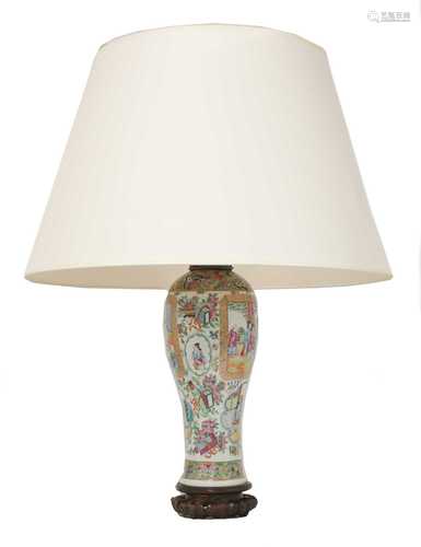 A Chinese vase table lamp and shade,