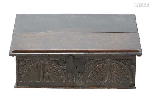 A Charles II oak bible box,