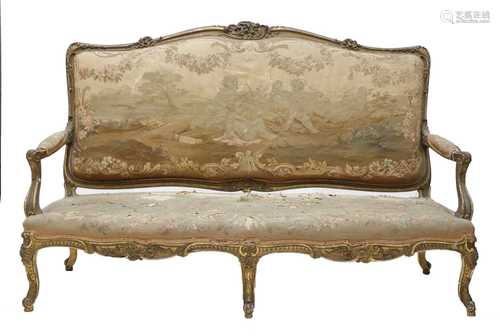 A Louis XV-style carved giltwood canape,