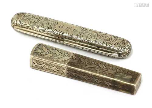 A William IV silver lancet case,