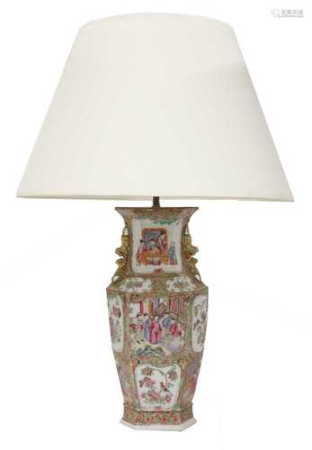 A Chinese vase table lamp and shade,