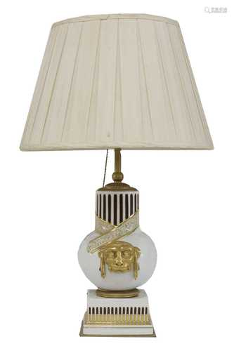 A French porcelain table lamp,