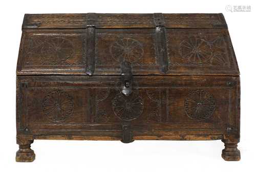 An oak reliquary box,