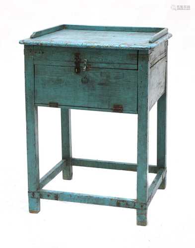 A blue-painted side table ,