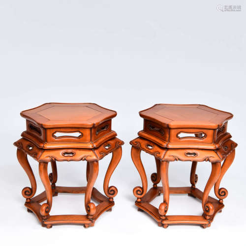 A Pair of Boxwood Flower Stands