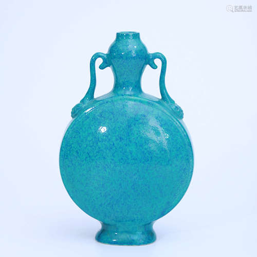 A Furnace Jun Glaze Flat Porcelain Vase with Ruyi Ears