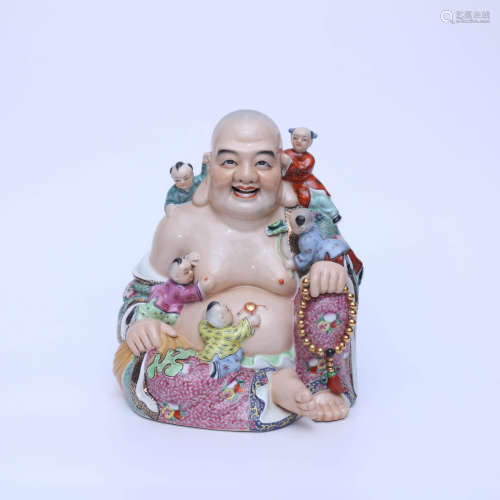 A Famille Rose Porcelain Figures Statue Ornament, Zeng Longs...