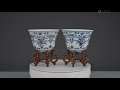 FINE PAIR OF CHINESE DOUCAI PORCELAIN WINE CUPS, YONGZHENG M...