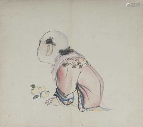 FINE JAPANESE SHIJO BRUSH DRAWING ATTRIBUTED TO ONISHI CHINN...