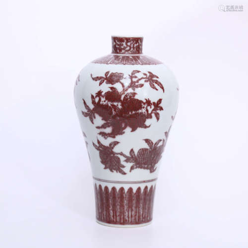 An Underglazed Red Auspicious Fruits Porcelain Meiping