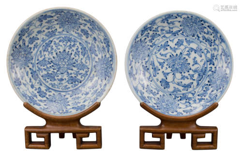 TWO CHINESE BLUE AND WHITE PORCELAIN DISHES, JIAQING PERIOD,...
