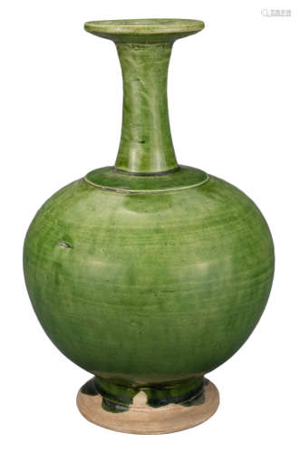 CHINESE GREEN-GLAZED BOTTLE VASE, TANG DYNASTY