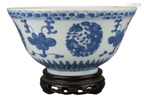 CHINESE BLUE AND WHITE PORCELAIN BOWL, JIAQING MARK AND PERI...