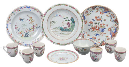 GROUP OF ELEVEN CHINESE FAMILLE ROSE EXPORT PORCELAIN, 18th ...