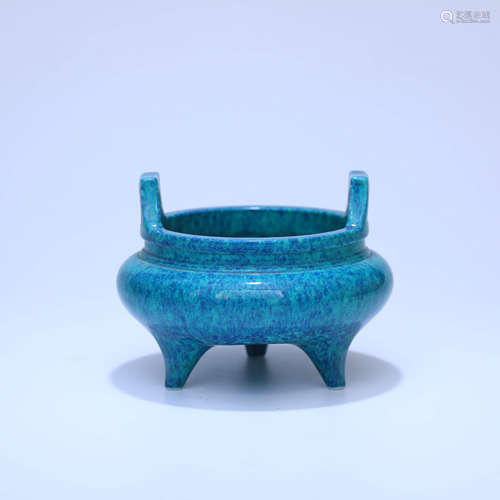 A Furnace Jun Glaze Three-footed Porcelain Double-eared Ince...