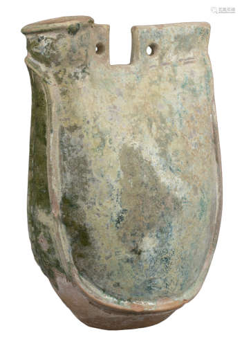 CHINESE GREEN-GLAZED PILGRIM FLASK, LIAO DYNASTY