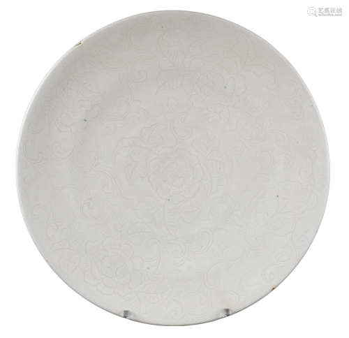 LARGE CHINESE BLANC DE CHINE PORCELAIN DISH, LATE MING DYNAS...