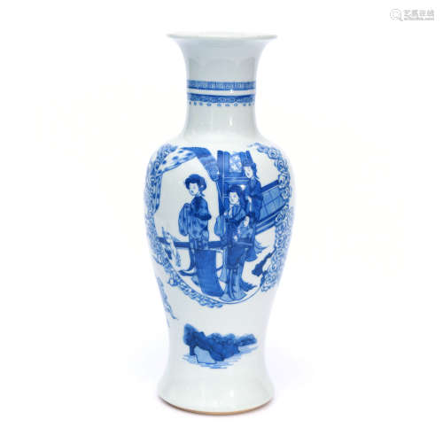 A Blue and White Figures Porcelain Vase